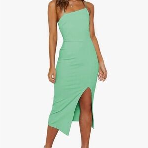Amazon One Shoulder Green Dress